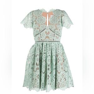 Self-Portrait lace-panel short-sleeve dress size 4